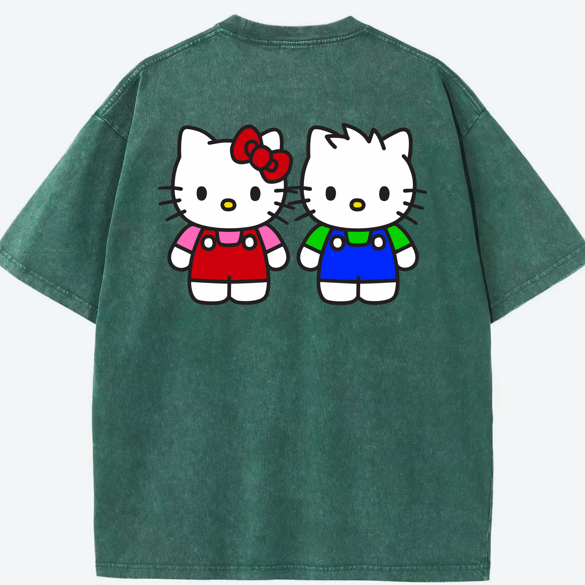 （画像用） Hello Kitty ハローキティ 綿100% ヴィンテージ風 半袖Tシャツ（背面プリント）